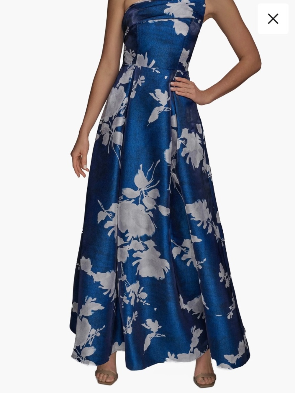 NEW NWT Donna Karan Size 2 Marbella Multi Gown Mikado Strapless Blue